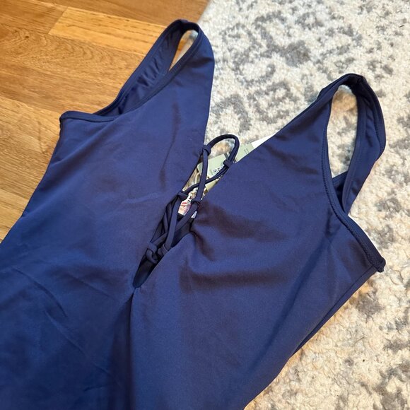 SHEKINI {NWT} Navy Blue Lace Up One Piece Swimsuit | Medium | high leg u back - Picture 4 of 9